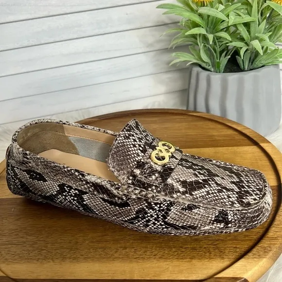 COLE HAAN Shelby Logo Snakeskin Leather Driving Loafers Shoes Moccasins 7