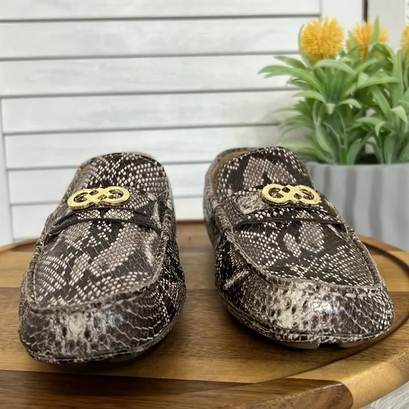 COLE HAAN Shelby Logo Snakeskin Leather Driving Loafers Shoes Moccasins 7