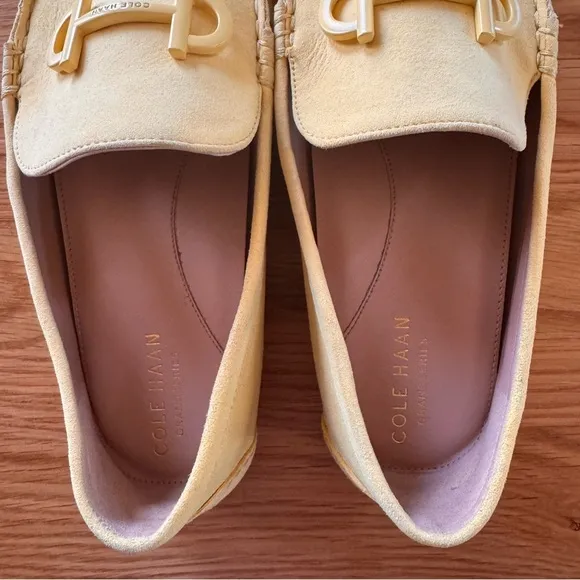 Cole Haan Tully Driver Suede Loafer Shoes in Sunshine Canary Yellow Size 6.5