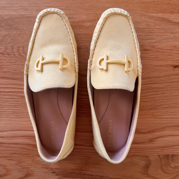 Cole Haan Tully Driver Suede Loafer Shoes in Sunshine Canary Yellow Size 6.5