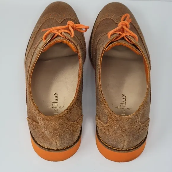 Cole Haan Women's Size 5 B Alisa Wingtip Suede Oxford Shoes Orange D38959