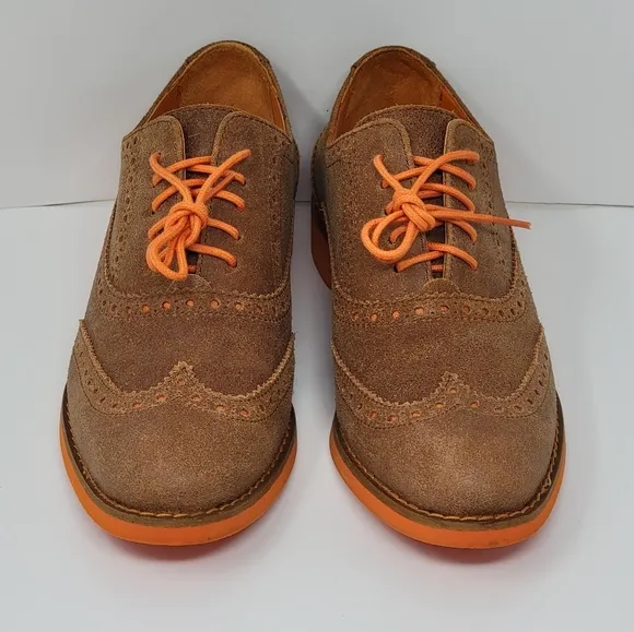 Cole Haan Women's Size 5 B Alisa Wingtip Suede Oxford Shoes Orange D38959