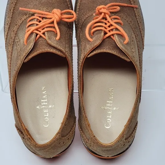 Cole Haan Women's Size 5 B Alisa Wingtip Suede Oxford Shoes Orange D38959
