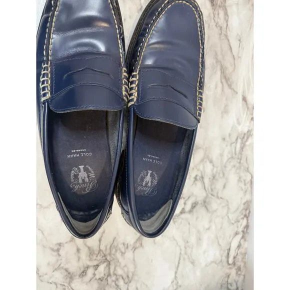 COLE HAAN ZER0 GRAND PINCH PENNY BLUE LOAFER SHOES MEN'S SIZE 9.5