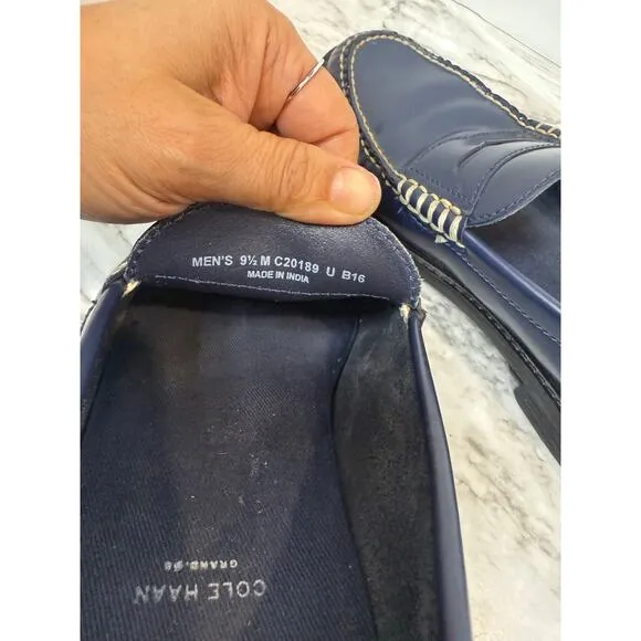 COLE HAAN ZER0 GRAND PINCH PENNY BLUE LOAFER SHOES MEN'S SIZE 9.5