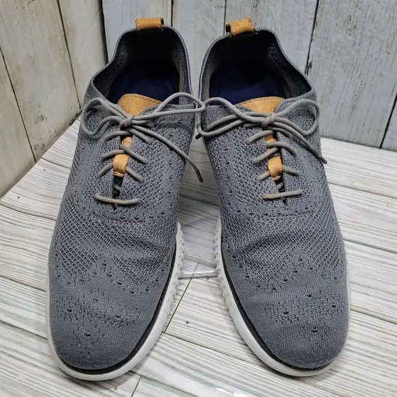 Cole Haan ZeroGrand Men 8.5M LaceUp Grey Cloth Oxford Tip Foam Cushion Shoes
