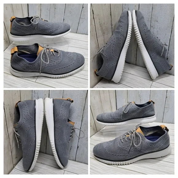 Cole Haan ZeroGrand Men 8.5M LaceUp Grey Cloth Oxford Tip Foam Cushion Shoes