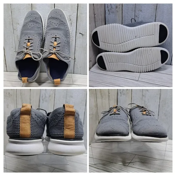 Cole Haan ZeroGrand Men 8.5M LaceUp Grey Cloth Oxford Tip Foam Cushion Shoes