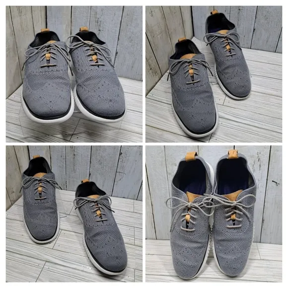 Cole Haan ZeroGrand Men 8.5M LaceUp Grey Cloth Oxford Tip Foam Cushion Shoes