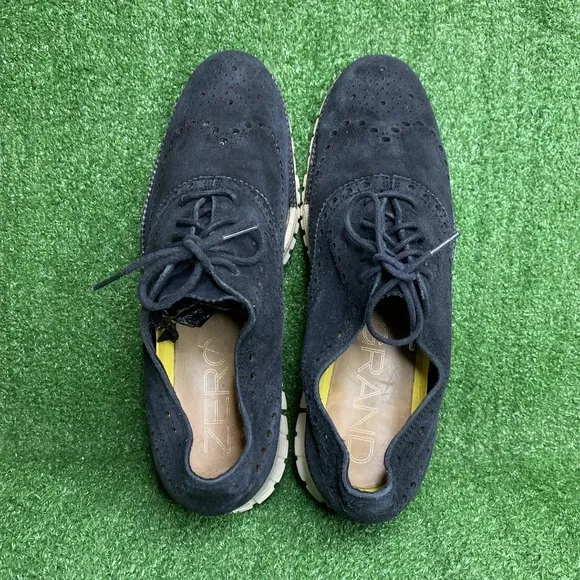 Cole Haan Zerogrand Shoes Black Suede Oxford Wingtip C12981 Men's Size 11.5