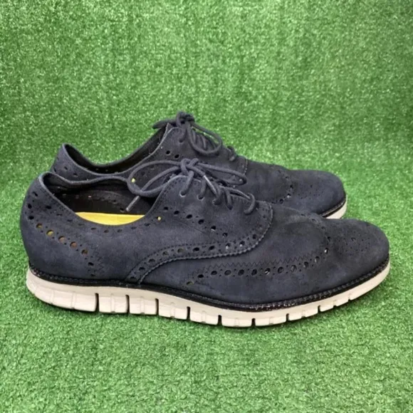 Cole Haan Zerogrand Shoes Black Suede Oxford Wingtip C12981 Men's Size 11.5
