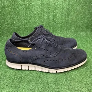 Cole Haan Zerogrand Shoes Black Suede Oxford Wingtip C12981 Men's Size 11.5