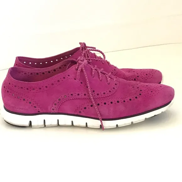 COLE HAAN Zerogrand Suede Wing Tip Oxford Sneakers Pink Women’s Size 10.5