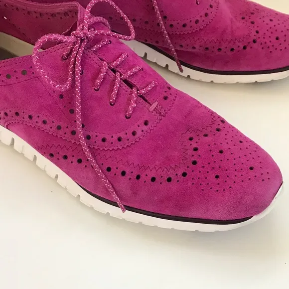 COLE HAAN Zerogrand Suede Wing Tip Oxford Sneakers Pink Women’s Size 10.5
