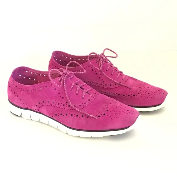 COLE HAAN Zerogrand Suede Wing Tip Oxford Sneakers Pink Women’s Size 10.5
