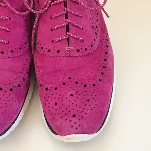 COLE HAAN Zerogrand Suede Wing Tip Oxford Sneakers Pink Women’s Size 10.5