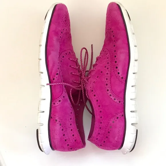 COLE HAAN Zerogrand Suede Wing Tip Oxford Sneakers Pink Women’s Size 10.5