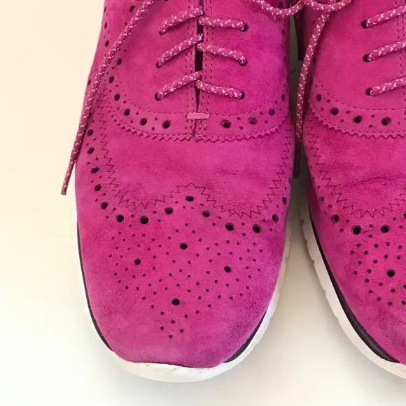 COLE HAAN Zerogrand Suede Wing Tip Oxford Sneakers Pink Women’s Size 10.5