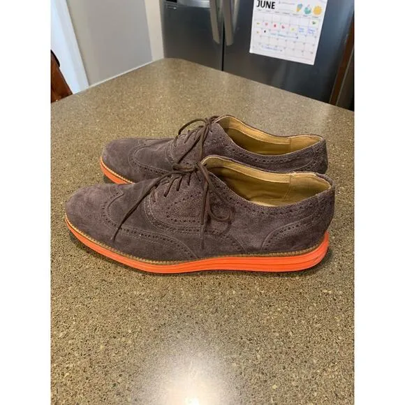 Cole Haan ZeroGrand Wingtip Oxford Shoes Brown Suede Men's Size 11.5