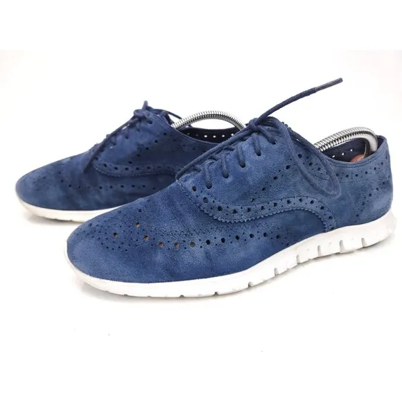 Cole Haan Zerogrand Women's size 9 B Wing tip Blazer Blue Suede Shoes D44805