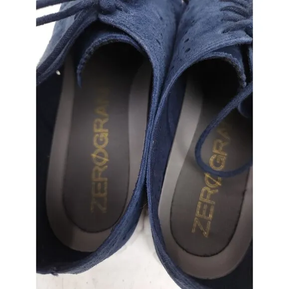 Cole Haan Zerogrand Women's size 9 B Wing tip Blazer Blue Suede Shoes D44805