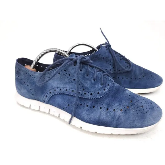 Cole Haan Zerogrand Women's size 9 B Wing tip Blazer Blue Suede Shoes D44805