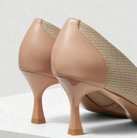 COLOR BLOCK POINTED TOE WOMEN PUMPS FOR CHRISTMAS AND NEW YEAR HOLIDAY