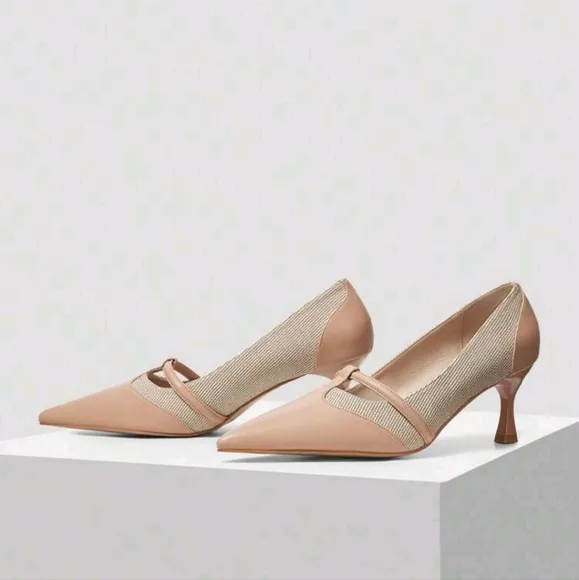 COLOR BLOCK POINTED TOE WOMEN PUMPS FOR CHRISTMAS AND NEW YEAR HOLIDAY