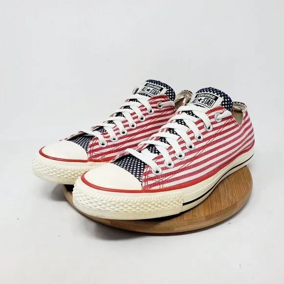 Converse American Flag Shoe Women 10.5 Red White Blue Patriotic July 4th Sneaker