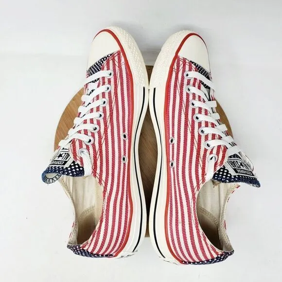 Converse American Flag Shoe Women 10.5 Red White Blue Patriotic July 4th Sneaker