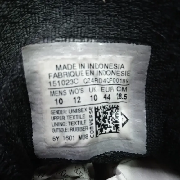 CONVERSE Chuck Taylor All Star Hi Top Shoes Woven Sneakers 151023C Black Unisex