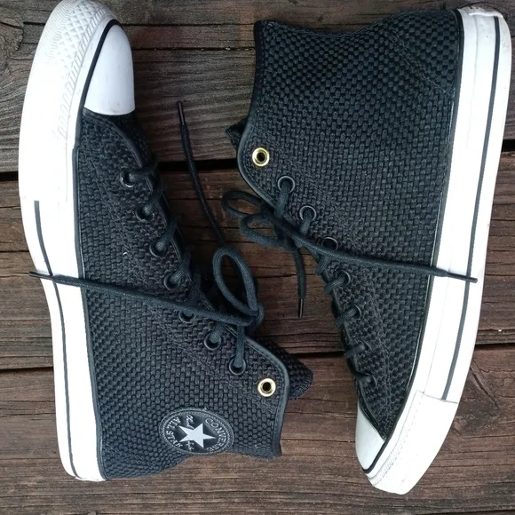 CONVERSE Chuck Taylor All Star Hi Top Shoes Woven Sneakers 151023C Black Unisex