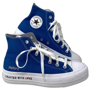 Converse Ctas Lift Platform Shoes Hi Canvas Black Gray Women Custom 171209C-WBGW