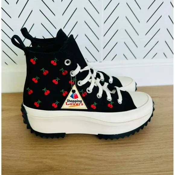 🍒Converse Run Star Hike Cherries Women Shoes Size 6.5 Platform Hi Black A08113C