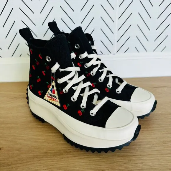 🍒Converse Run Star Hike Cherries Women Shoes Size 6.5 Platform Hi Black A08113C