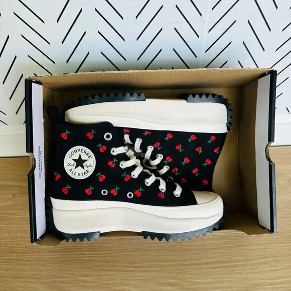 🍒Converse Run Star Hike Cherries Women Shoes Size 6.5 Platform Hi Black A08113C