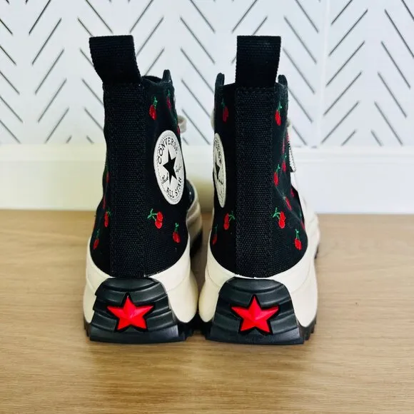 🍒Converse Run Star Hike Cherries Women Shoes Size 6.5 Platform Hi Black A08113C