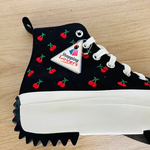 🍒Converse Run Star Hike Cherries Women Shoes Size 6.5 Platform Hi Black A08113C