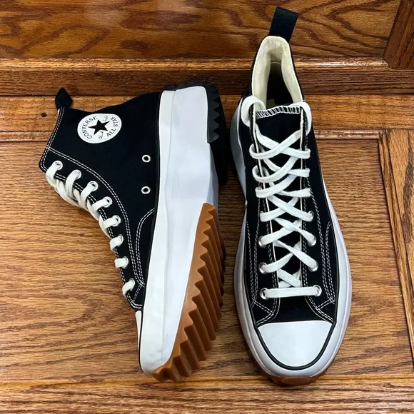 Converse Run Star Hike Hi Black White Gum Shoes