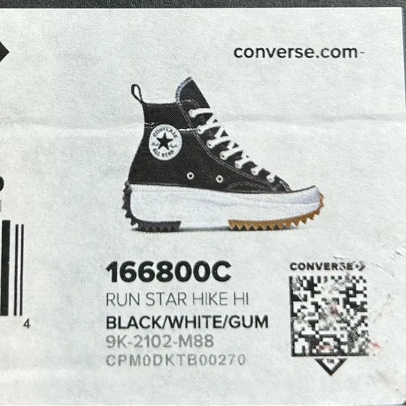 Converse Run Star Hike Hi Black White Gum Shoes