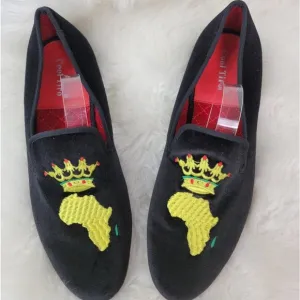 COOL TIRO BLACK VELVET EMBROIDERED MENS LOAFERS SZ 10