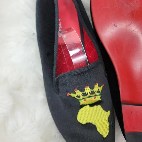 COOL TIRO BLACK VELVET EMBROIDERED MENS LOAFERS SZ 10