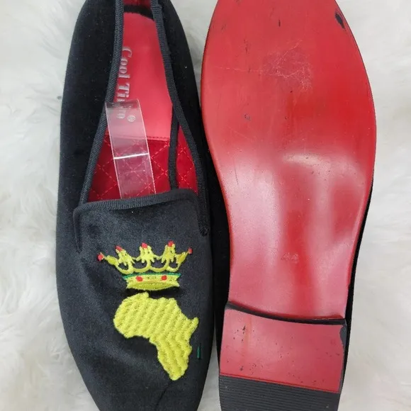COOL TIRO BLACK VELVET EMBROIDERED MENS LOAFERS SZ 10
