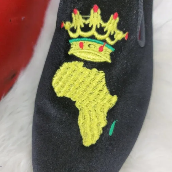 COOL TIRO BLACK VELVET EMBROIDERED MENS LOAFERS SZ 10