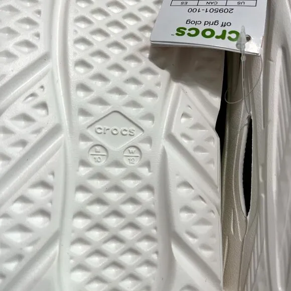 Crocs Unisex Off Grid Clog - White M 10 W 12 Streetwear Comfort Shoes