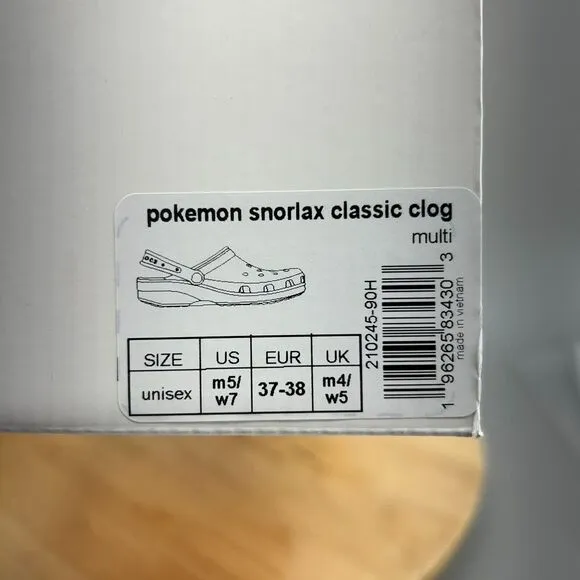 Crocs x Pokemon Snorlax Classic Clogs Womens Size 7 Blue White Comfort Shoes NEW