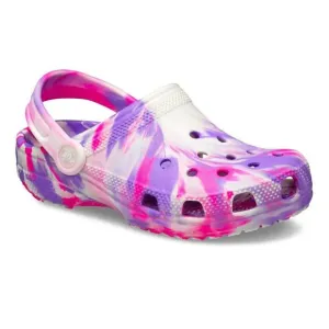 Crocs Classic 210718-6TX Clog Kids Pink Glow Marble Print Comfort Shoes FD628