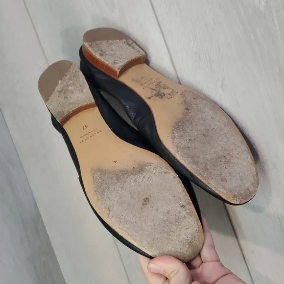 CUERO &amp; MOR Womens Luxury Soft Calfskin Leather Slip on Flats shoes sz 37 US 6