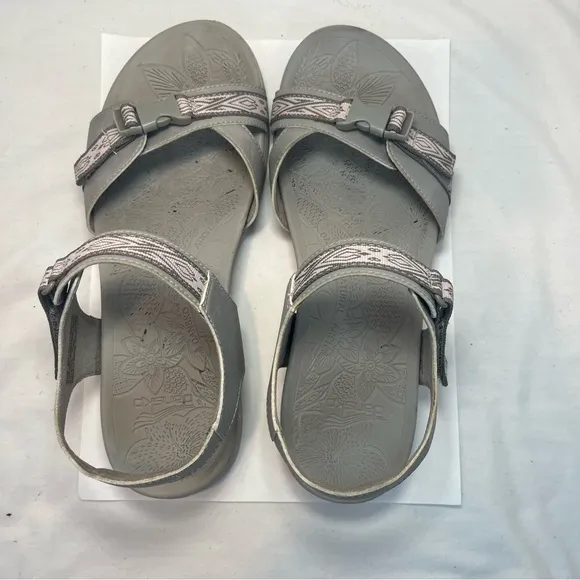 Dansko Angie Sandals Strappy Comfort Shoes Leather Sport Gray Women 40 9.5-10