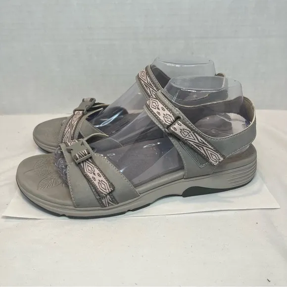 Dansko Angie Sandals Strappy Comfort Shoes Leather Sport Gray Women 40 9.5-10
